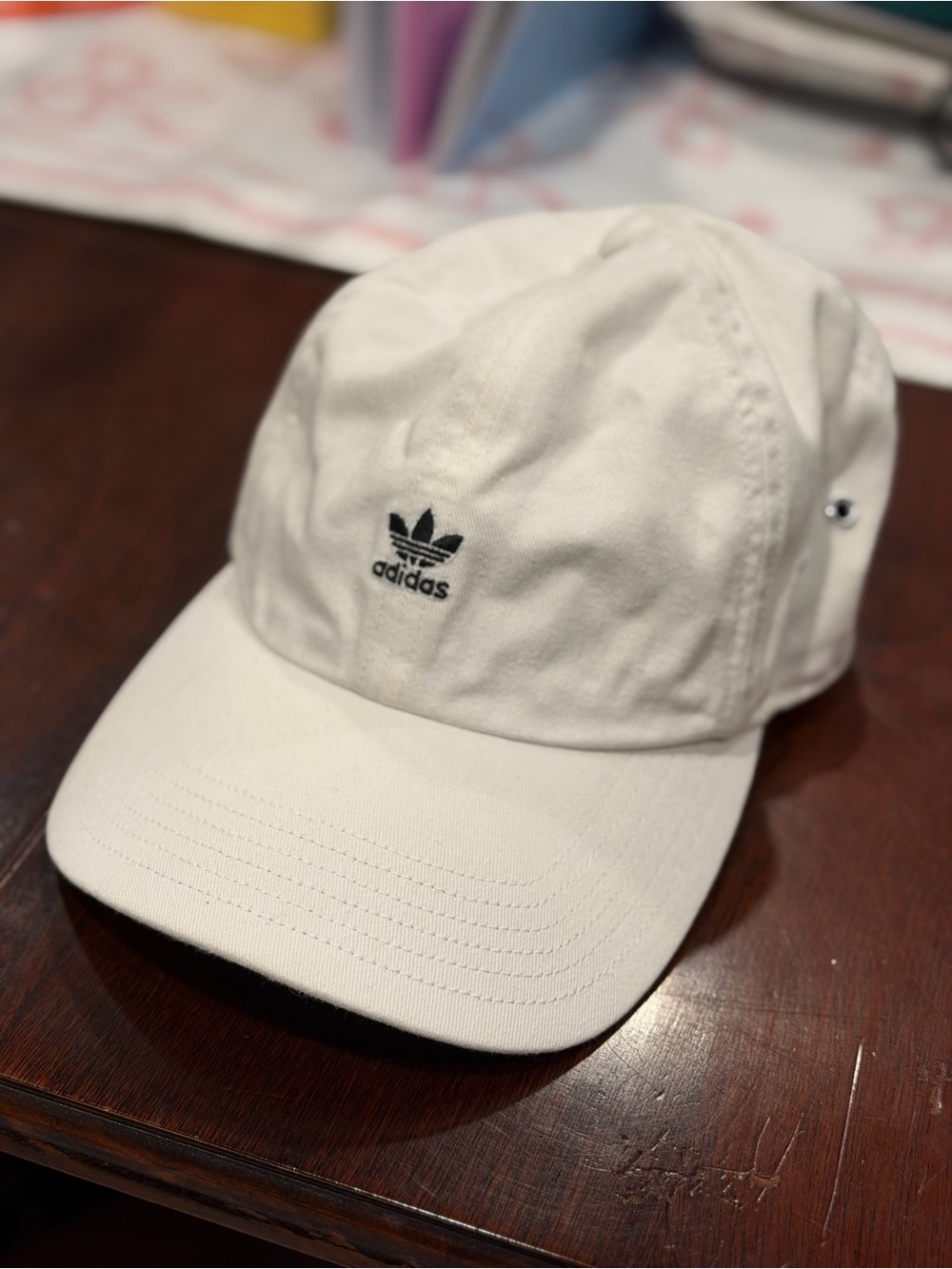 adidas White and Black Trefoil Interior Baseball Cap